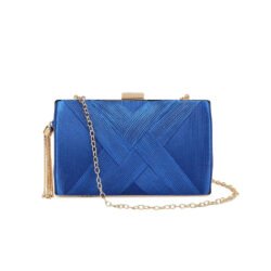Royal Blue Satin Clutch Bag With Tassels